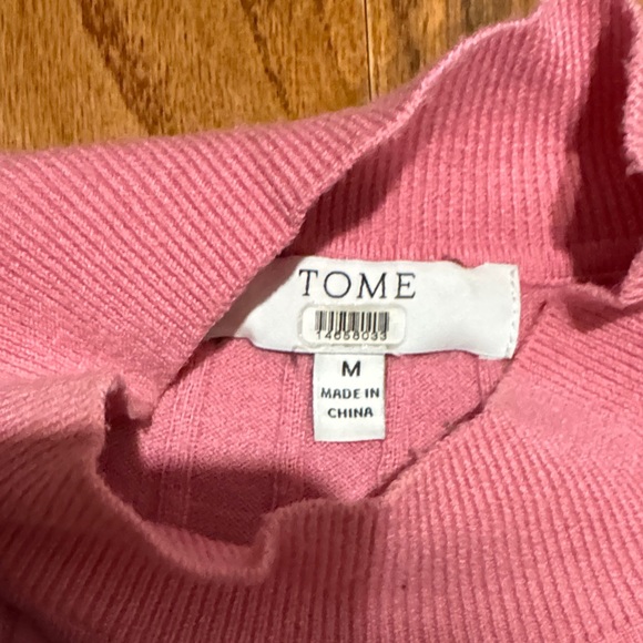 TOME x RTR Pink Ribbed Crop Sweater Mock Neck Knit Medium - Picture 5 of 6